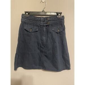 Free People Women's Blue Denim Skirt‎ with Braided details Size 4
